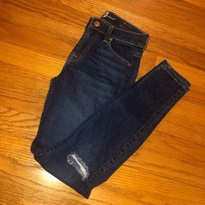 7FAM knee rip skinny jeans